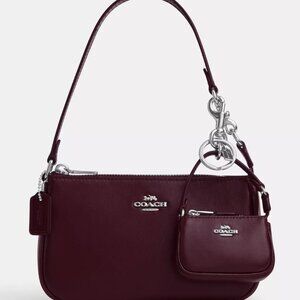 Coach Nolita 19 Smooth Leather Dark Wine Shoulder Bag + Bag Charm Boxed Gift